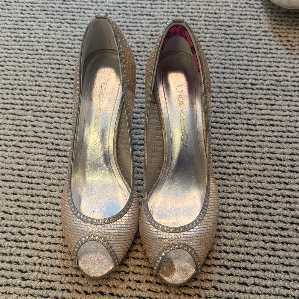 Caparros Shimmering Gold Heels